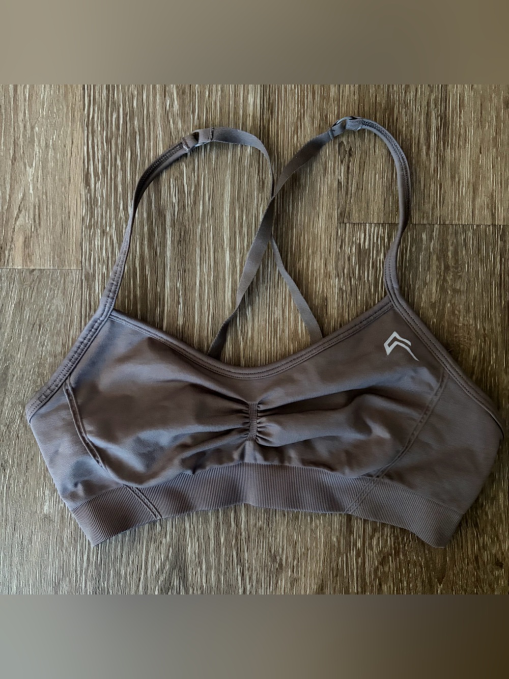 Oner Active Taupe Crossback Ruched Sports Bralette
